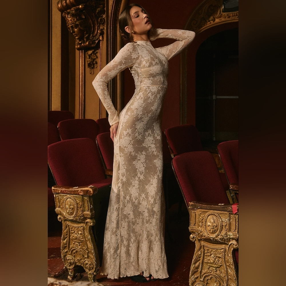 House of CB Cream Lace Maxi Dress